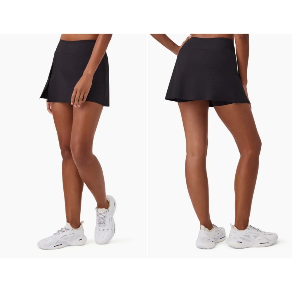 Spanx Contour Rib Front Slit Skort 1X Black Skort ‎ EUC Black Athletic